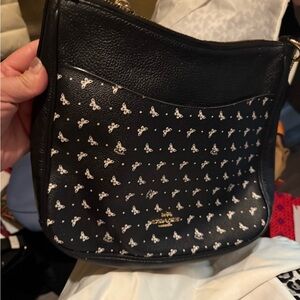 Coach Black and White Crossbody Bag with Geometric Studs